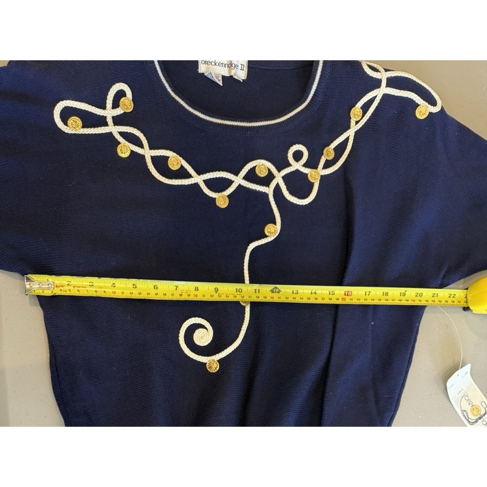 Vintage Preppy Nautical Knit Sweater Womens‎ Size 2X Navy Coastal Yacht Rope NWT - Picture 12 of 13